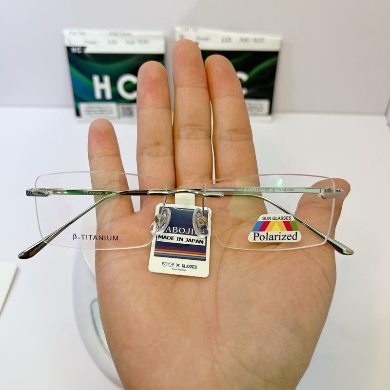  Gọng kính khoan Nhật màu bạc sáng xịn Titanium 