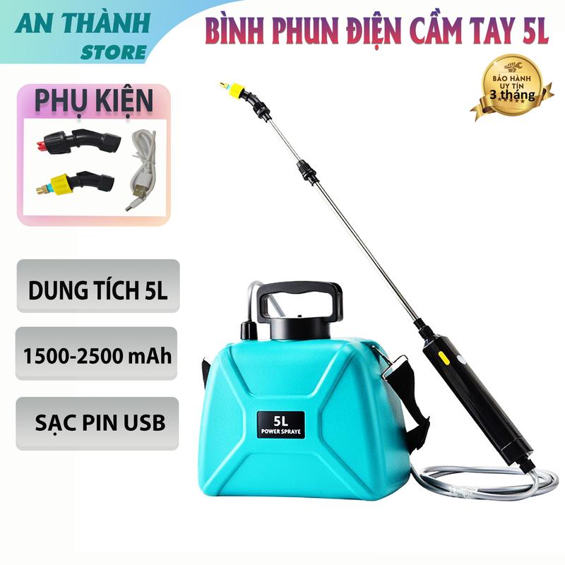  Bình xịt thuốc điện cầm tay dung tích 5L- 9L dùng điện sạc phun thuốc tưới cây hoa có quai đeo bảo hành 3 tháng 