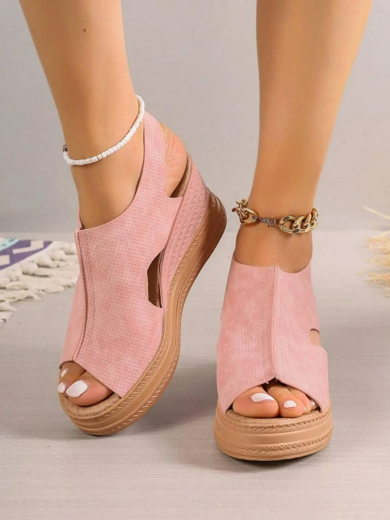 Women's Fashionable Minimalist Wedge Sandals, Casual Elegant Platform Sandals for Summer, Lightweight Breathable Comfortable Sandals for Daily Wear