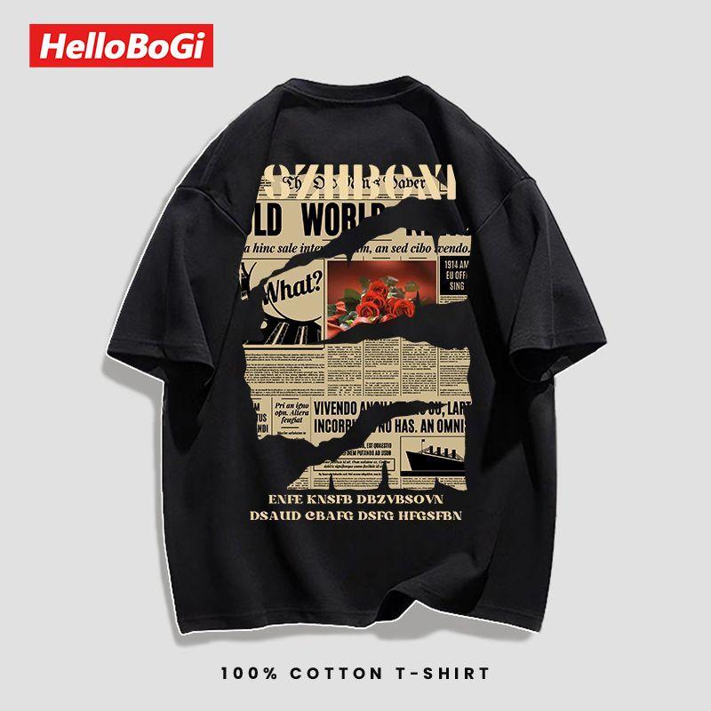 Áo Thun Ngắn Tay 100% Cotton, Phong Cách Hàn Quốc, Retro, Thời Trang, In Ấn, Áo Mùa Hè 4