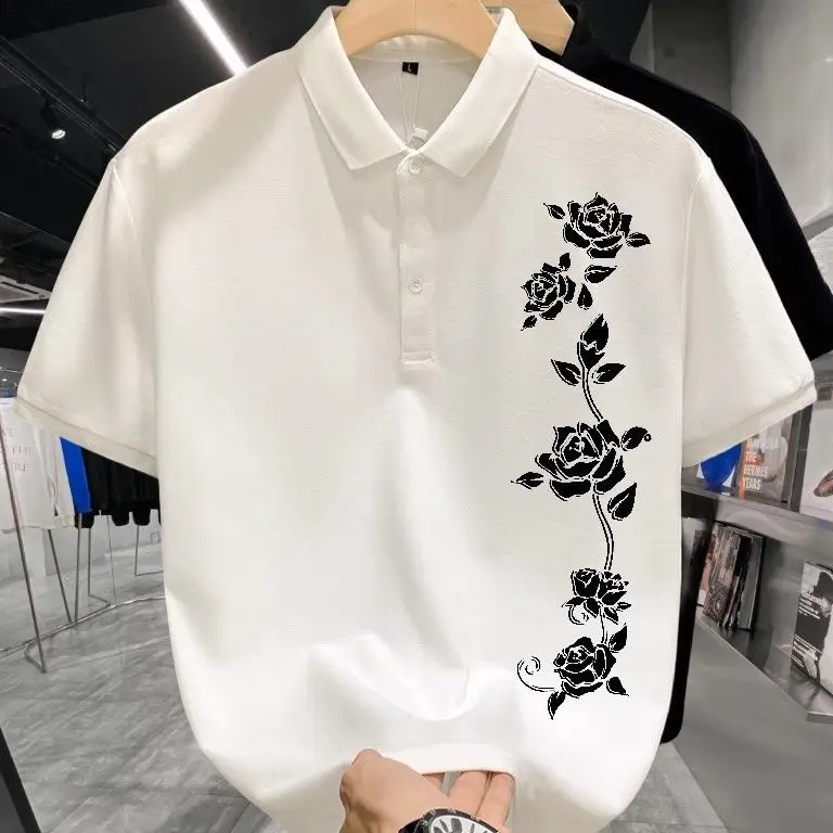 Áo Polo ngắn Tay Áo, Thương Hiệu Hợp Xu Hướng Thời Trang Mới, Áo Thun In Hình, Áo Tay Lửng Phong Cách Tinh Thần, Thích Hợp Cho Nam Giới Trẻ Trung, Mùa Hè 2025