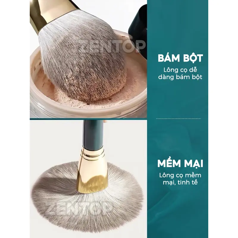 Bộ cọ trang điểm 14 cây CAO CẤP cọ lông mềm cọ đánh nền đánh phấn mắt cọ che khuyết điểm kèm BAO DA sang chảnh ZENTOP Mỹ Phẩm Cosmetic 4