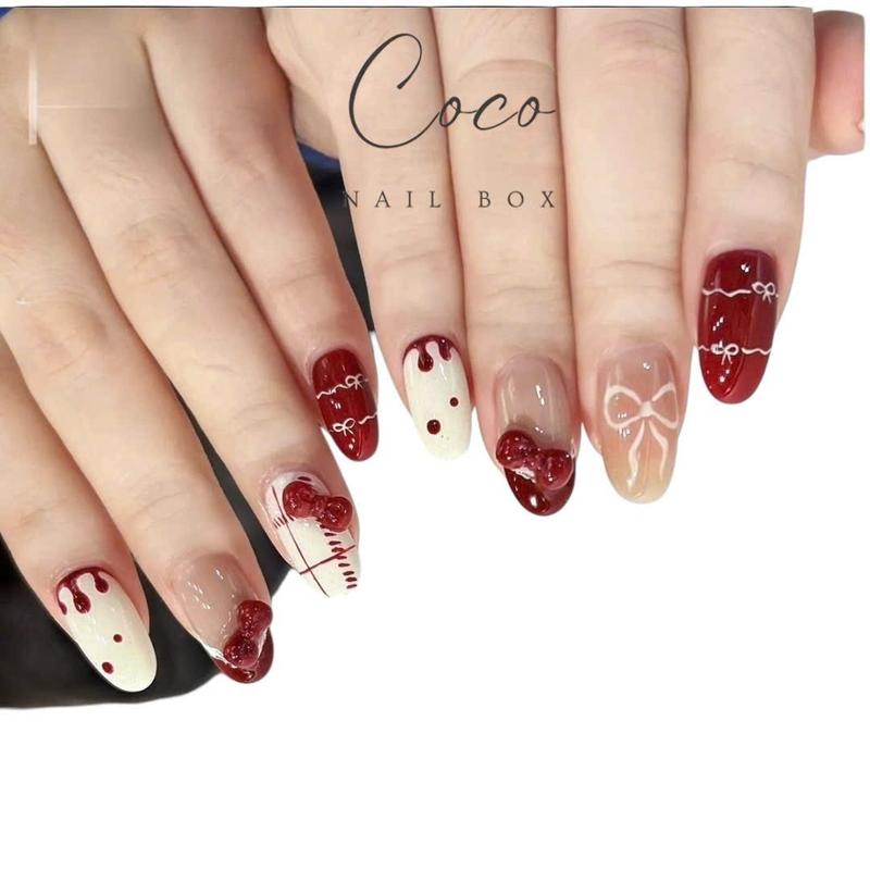  Coco Nail Box - Móng Úp Tay Nailbox Thiết Kế C023 Màu Thạch Vẽ Gel Nổi Siêu Cute Bộ 10 Móng Kèm Hướng Dẫn Sử Dụng & Quà Tặng Mini 