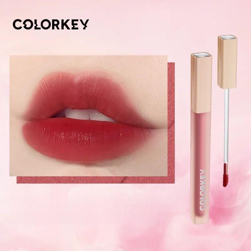 Son Bóng Lì Nhung Nước Sương Môi Tráng Gương Colorkey, Bùn Làm Trắng, Không dính cốc, Son Môi Dễ Dàng