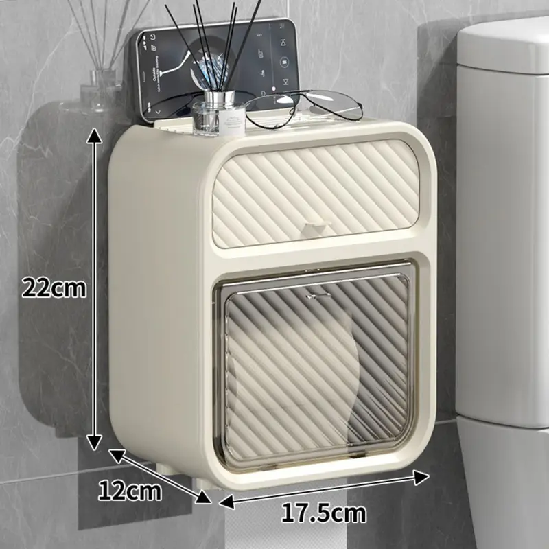 giadunghb Hộp đựng giấy vệ sinh treo tường 2 trong 1, hộp đựng giấy đa năng chất liệu ABS + PP cao cấp chống nước 5