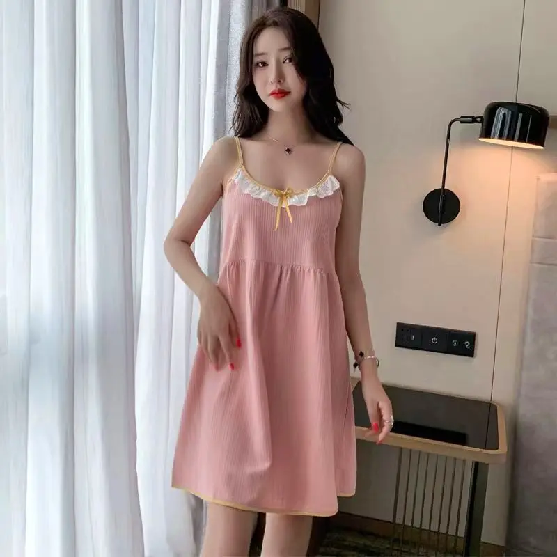 Summer Nightdress Female Student Sweet Strap Dress Suitable for Daily Wear plus Size Thin Homewear Sexy Cute Pajamas