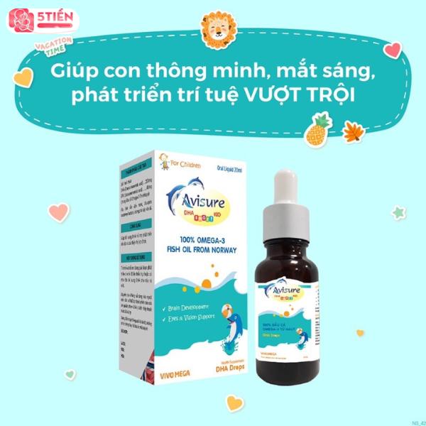  Dầu cá Omega Avisure DHA EPA Omega 3 Cho Bé - Hỗ Trợ Phát Triển Não Bộ Và Cải Thiện Thị Lực Ở Trẻ - Lọ 20ml 