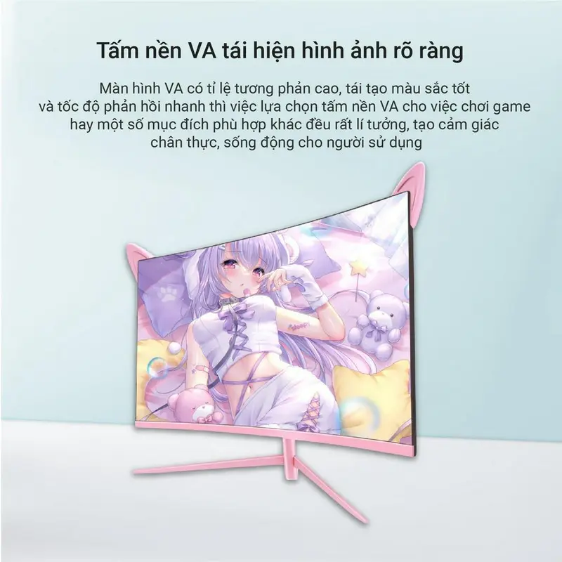 Màn hình máy tính Tomko 27 inch cong Hồng T272FC ROSE FHD 7