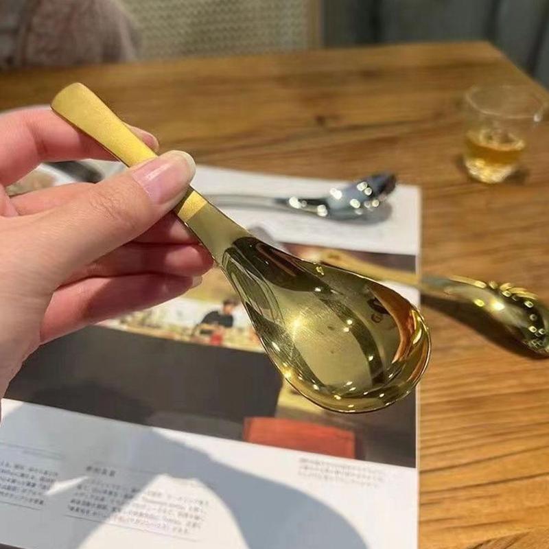 Product Introduction of New Korean Stainless Steel Thickening Spoon Creative Long Handle Hotel Hot Pot Spoon Soup Ladle Home Kitchen Essential Tools 11