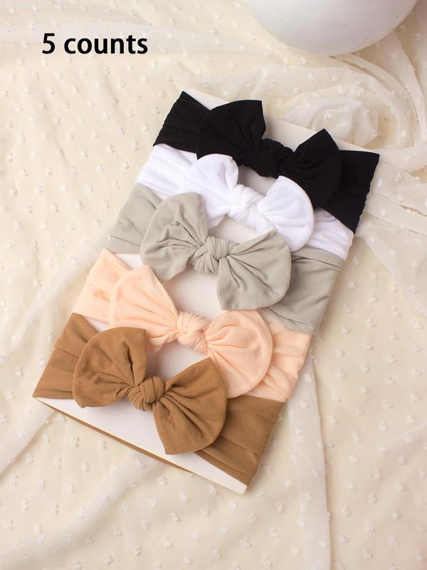 Baby's Solid Bow Decor Hair Band, Cute Plain Bowknot Design Hair Band, Newborn Infant Baby Hair Accessories 1