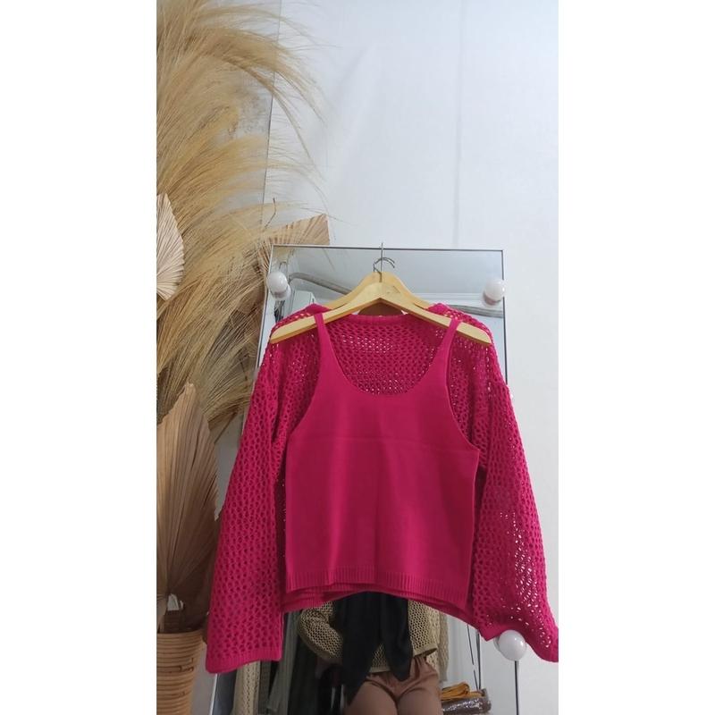 Basic Outer Crop Jaring Rajut Fuji terbaru 2