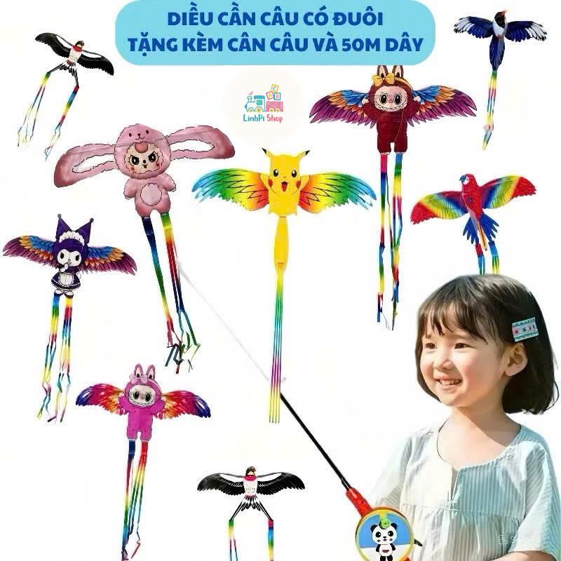 Diều Nhựa Hoạt Hình, Diều Mini Có Cần Câu Điều Khiển Kích Thước 35cm Cho Bé