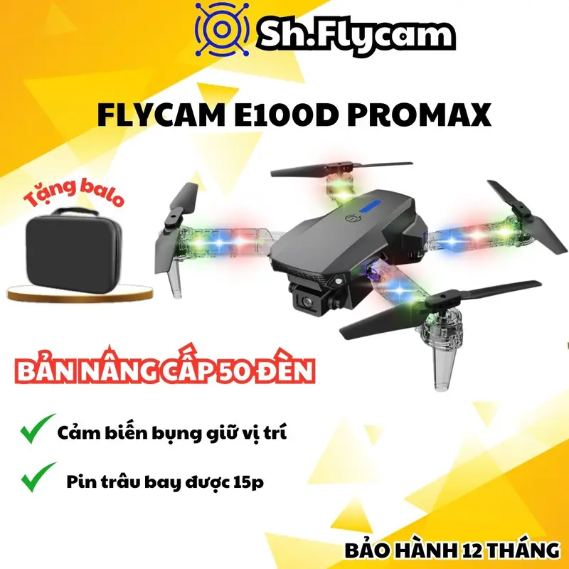 Máy bay điều khiển từ xa E100 Max, Flycam giá rẻ, Flaycam Cảm Biến Chống Va Chạm, Drone mini 0