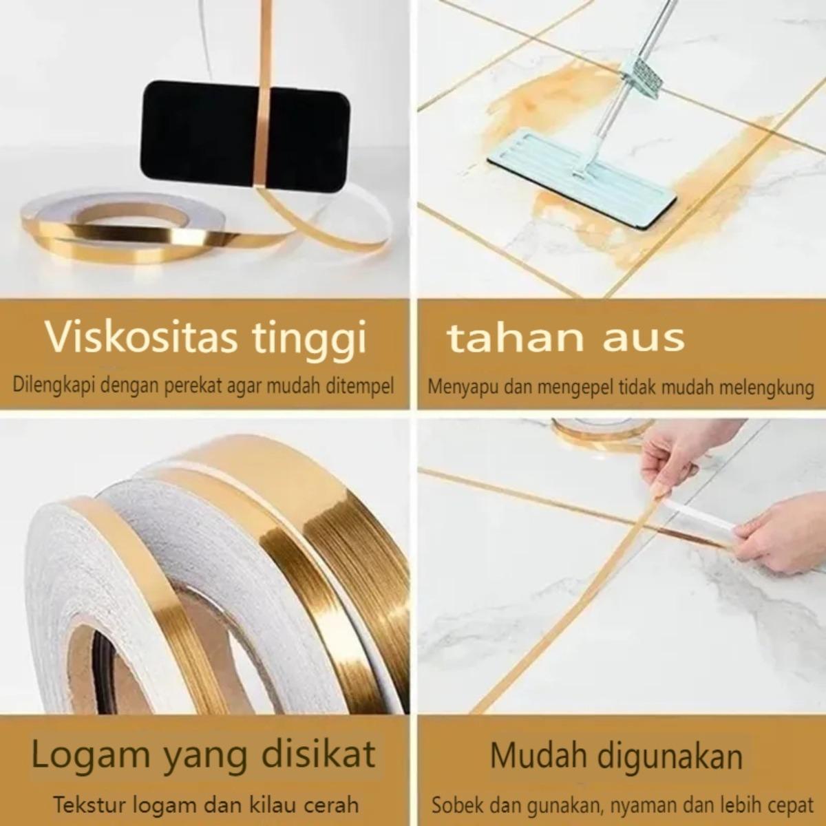 50M Gulungan Stiker Pembatas Keramik / Pembatas Nat Keramik / Gulungan Sticker Dekorasi Lantai DIY Wardrobe Decorative Strip/water Proof Wall Tile