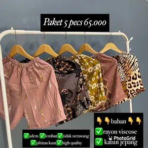 (Peket 5 pecs 65k) Celana pendek hotpants Rayon wanita Motif Santai