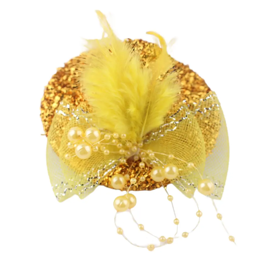 Mũ Lưới Thiết Kế Lấp Lánh, Mũ Lưới Lông Vũ Và Lấp Lánh, Mũ Lưỡi Trai Derby, Mũ Fascinator Cô Gái, Thích Hợp Cho Tiệc Trà Cocktail Và Các Dịp Khác, Với Thiết Kế Hoa