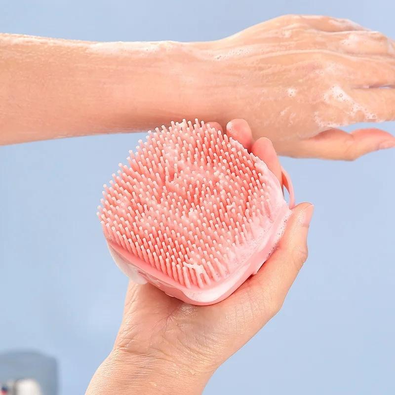 Random Color Silicone Bath Brush, 5pcs Handheld Pet Care Bath Brush, Shower Gel Dispenser Bath Scrubber, Bathing Accessories for Home Bathroom 3