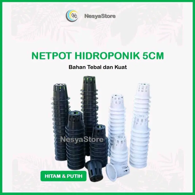 20 pcs Netpot 5cm Hitam Putih Netpot Hidroponik Net Pot Wadah Media Tanam