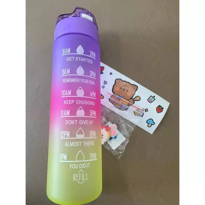 BOTOL MINUM NEW!!! VIRAL GRADASI TRITAN TIME 1 LITER SEDOTAN+STIKER - TIME 1L UNGU