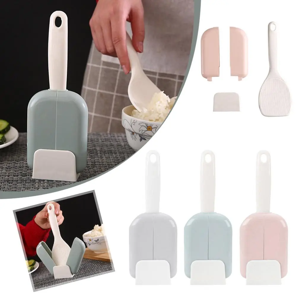 Plastic Rice Scoop Automatic Open And Close Dust Cover Rice Kitchen Tools Stand-up Spoon N5I6