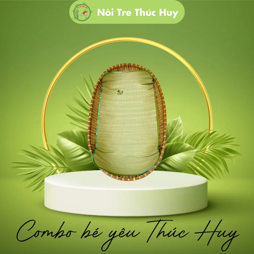 [Combo Bé Nhỏ] [Thúc Huy] Combo Chiếu nhỏ + Nôi trung  cho Bé Yêu - Kích Thước 90*60 - Voi, Võng