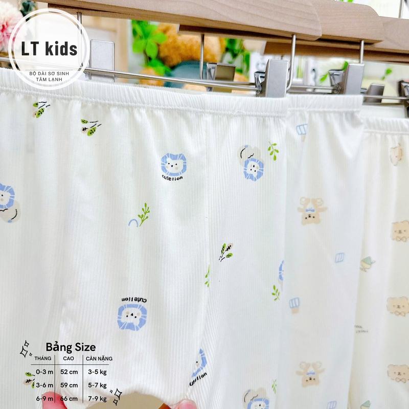 Product Introduction of Combo 3 - Combo 5 Bộ quần áo dài tay chất tăm lạnh hàn quốc, bảng màu kem cho bé trai và bé gái, size sơ sinh 3-9kg 6