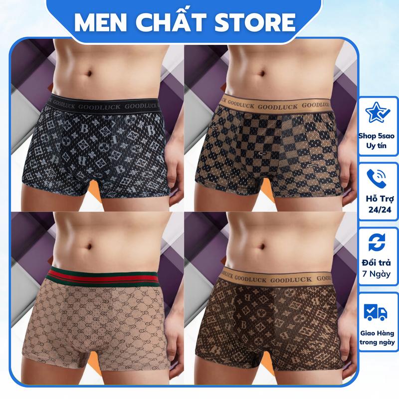 Quần sịp nam đục lỗ siêu thoáng khí siêu mát. combo 4 quần sịp nam đóng hộp sang trọng. Menswear Boxer Thun Quần Boxer đồ lót quanxi nam
