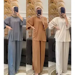 LOREN ONE SET/ STELAN WANITA KNIT KEKINIAN/ BISA COD Atasan Bawahan Nyaman Baju Kerah