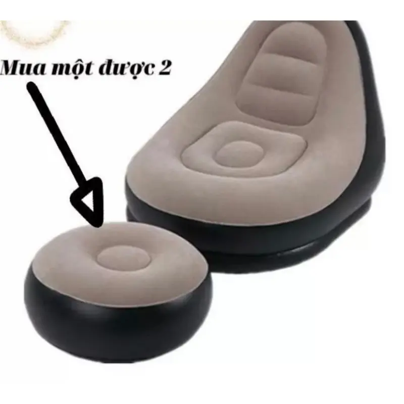 Bộ Ghế Lười Bơm Hơi - Đệm Hơi Tựa Lưng Hàn Quốc Bọc Nhung Kèm Bơm 4
