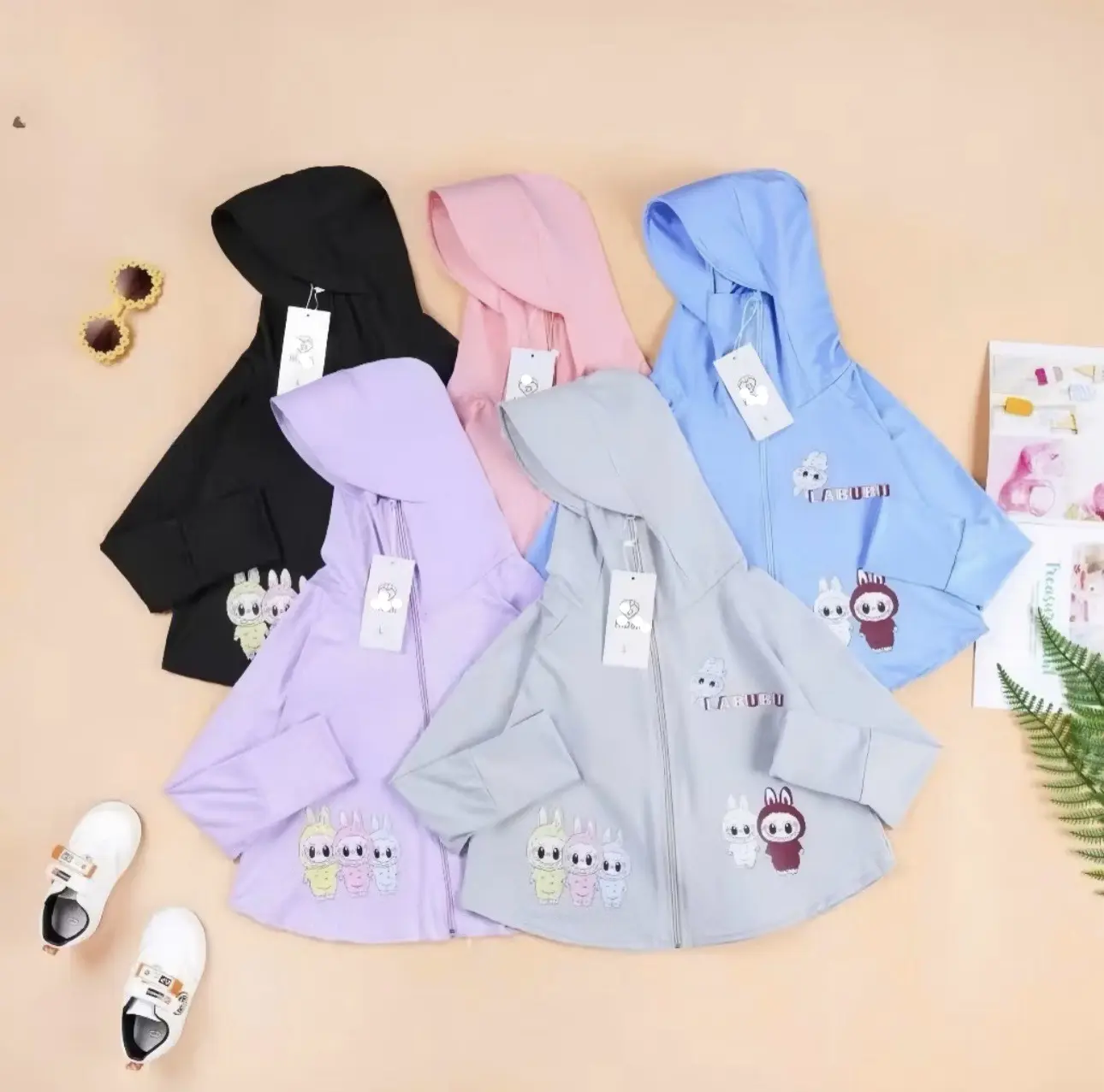 Áo chống nắng cánh dơi Labubu  chất thun lạnh co giãn,mềm mịn,thoáng mát cho cả bé trai và bé gái.