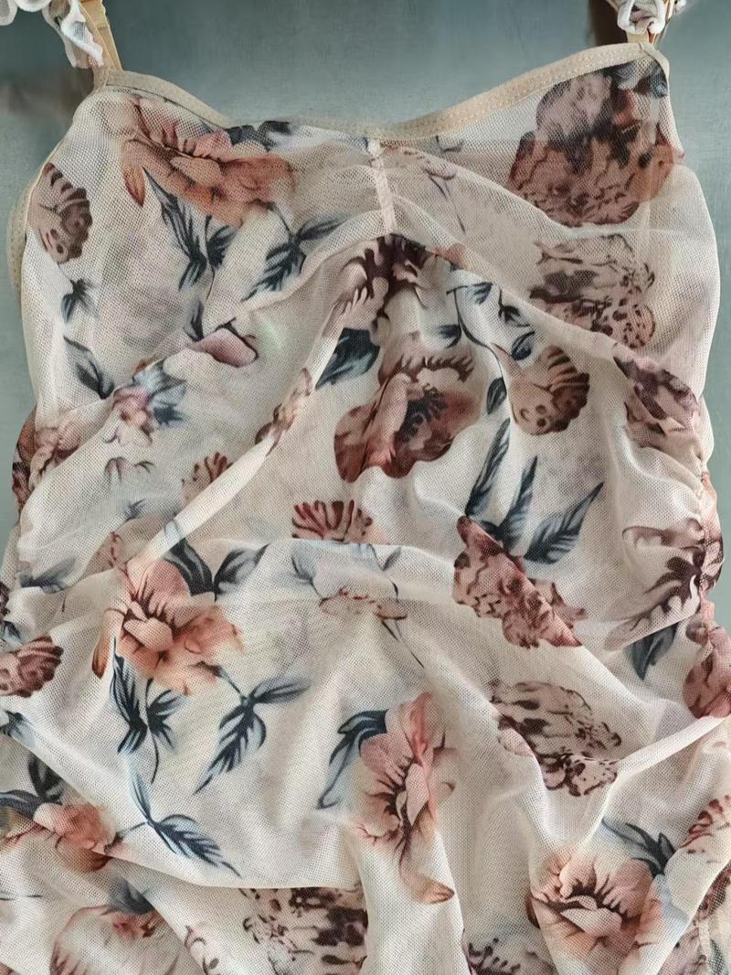 Product Introduction of Women's Floral Print Mesh Cami Nightdress, Sexy Soft Comfortable Nightgown for Women, Fashion Casual Women's Sleepwear for All Seasons, Loungewear 6