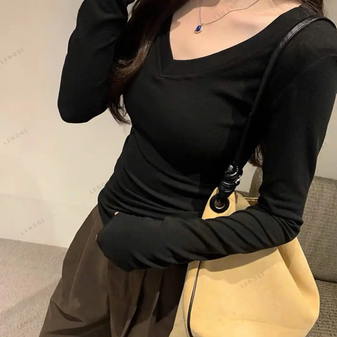 Áo thun nữ dài tay cổ tim cotton không pha nilon LENOGI Áo giữ nhiệt ôm body cotton siêu co dãn mịn mát A82 Top | BigBuy360 - bigbuy360.vn Áo thun nữ dài tay cổ tim cotton không pha nilon LENOGI Áo giữ nhiệt ôm body cotton siêu co dãn mịn mát A82 Top | BigBuy360 - bigbuy360.vn