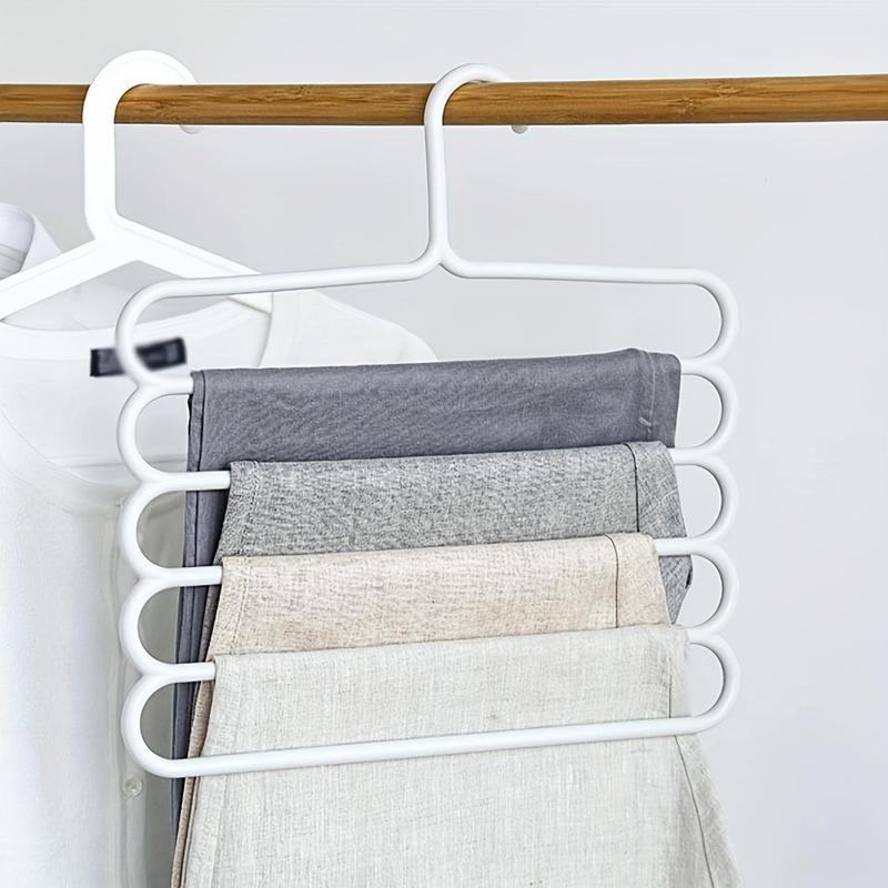 5 Layer Pants Hanger, 3 Counts Space Saving Non-slip Pants Rack, Multifunctional Clothes Hanger for Home Bedroom Closet, Organiser 3