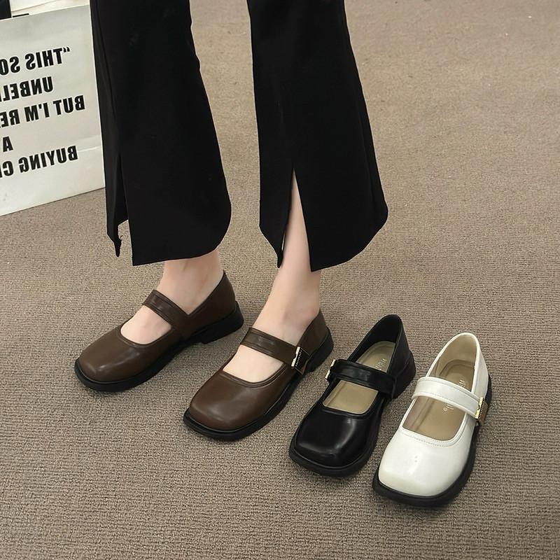 Giày búp bê da mềm mũi vuông đế bệt tag Miu LuxyShoes LX130