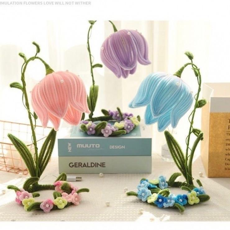 Set vật liệu tự làm đèn hoa linh lan bằng kẽm nhung đồ trang trí chậu hoa S0118