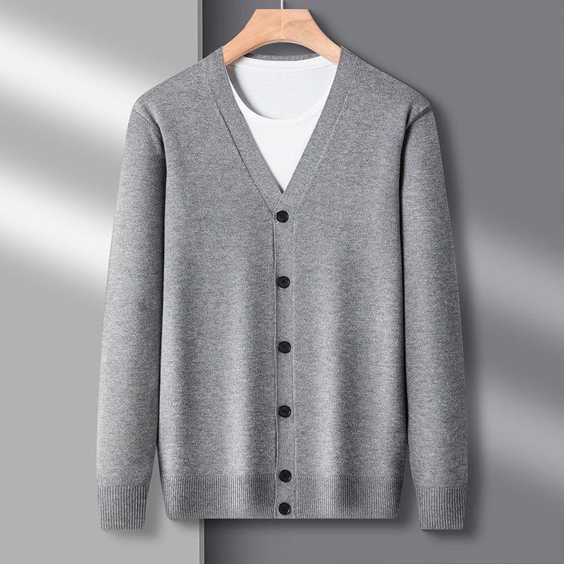 Product Introduction of Áo Khoác Cardigan Len Dệt Kim, Hàng Mới Về, Thích Hợp Cho Mùa Xuân Và Mùa Thu, Phong Cách Thường Ngày Màu Trơn Áo Len Mỏng Cho Nam, Thích Hợp Cho Nam Trung Niên Menswear 9