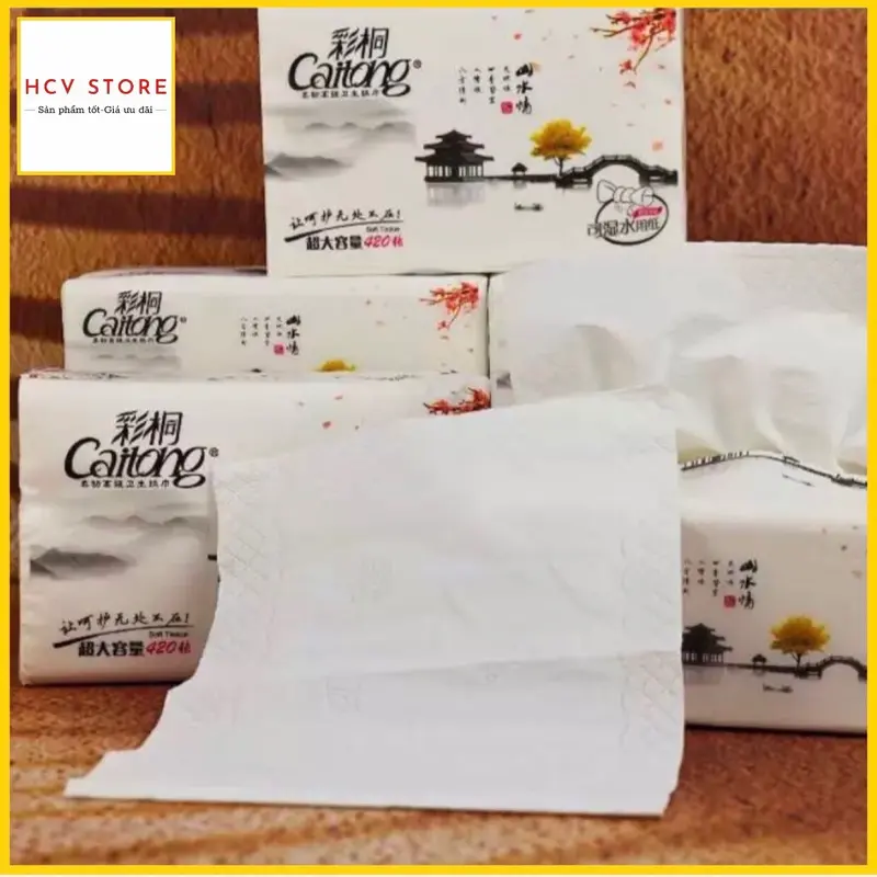 [4 Bịch_40 gói] CAITONG 4200 tờ 1 bịch, chỉ có 320.000 đồng, Giấy rút đa năng, Giấy ăn cao cấp 4