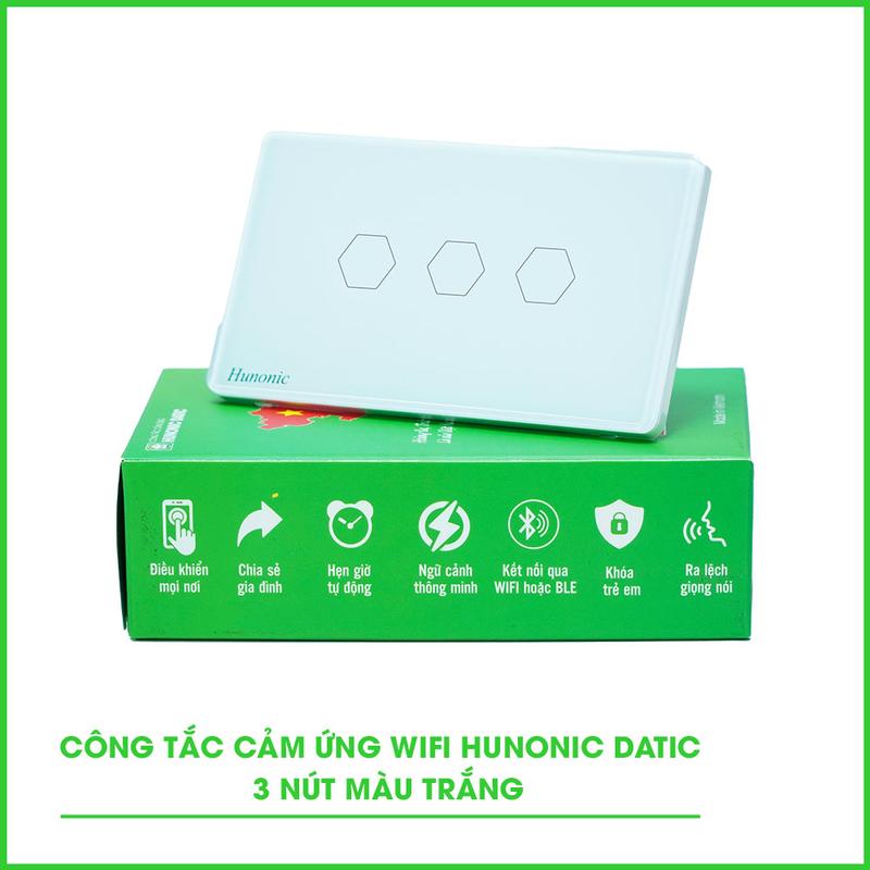 Công Tắc Hunonic Datic Wifi 3 nút Điều Khiển Qua điện thȯại - Sử Dụng Dễ Dàng! remote  smartkey 1