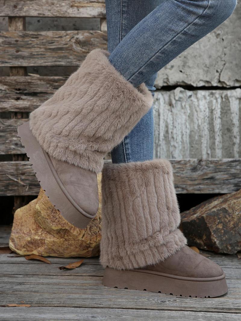 Product Introduction of Women's Solid Color Plush Lining Snow Boots, Casual Warm Thick Sole Boots for Fall & Winter, Female All-match Trendy Shoes for Daily Wear Valentine's Day Gift for Girl 13
