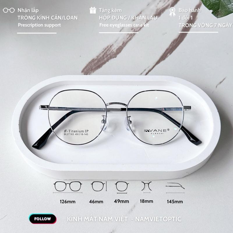 Gọng kính Vane Titan cao cấp dành cho cả nam và nữ mặt nhỏ dài hoặc mặt nhỏ, lắp kính đến 5 độ - Nhẹ nhàng và bền bỉ. [Lưu ý: mẫu này phù hợp với mặt nhỏ.] Kính Mắt