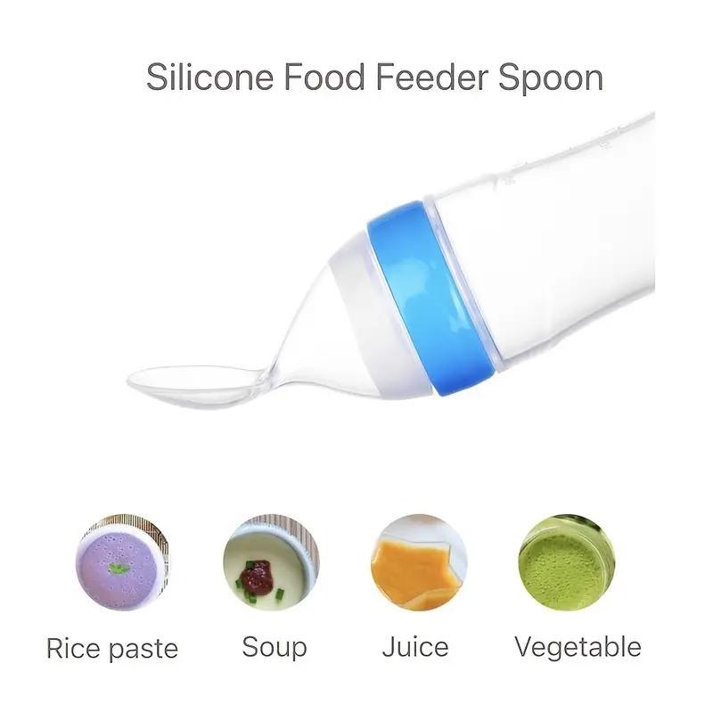 Random Color Silicone Baby Feeding Spoon, Baby Food Dispensing Spoon, Feeding Accessories for Baby Boys and Girls 3
