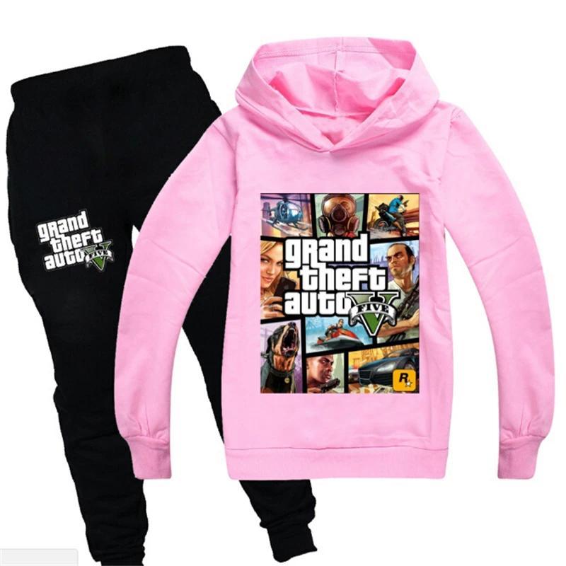 Product Introduction of Grand Theft Auto V GTA 5 Kids Pullover Clothes Sweatshirts+Pants 2pcs Sets Boys Cartoon Children Toddler Clothing Girls Outfits 5
