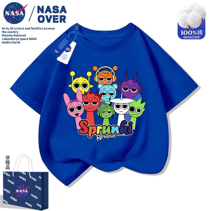 Hộp Nhịp điệu Sprunki, Thiết Kế NASA, Làm Bằng Cotton Nguyên Chất, Thích Hợp Cho Mùa Hè, Hàng Mới Về, Ngắn Tay, Cho Bé Trai Và Bé Gái, Cổ Thuyền Áo Hoạt Hình 2
