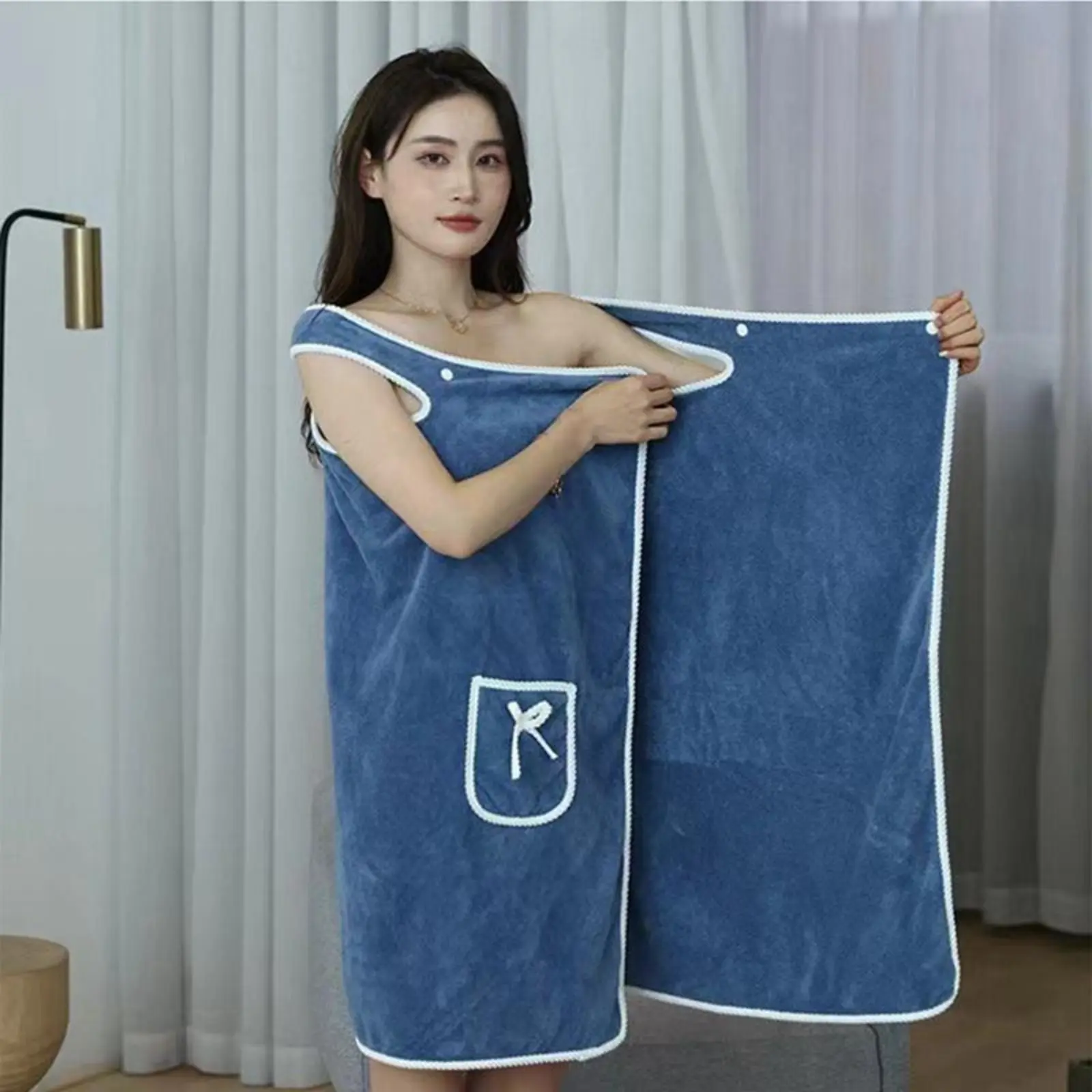 Bath Towel Wrap Dress for Women Bath Towel Household Women Wearable Wrap Adults Absorb Water Dry Hair Skirt Long Style Bathroom Washable Bathrobe