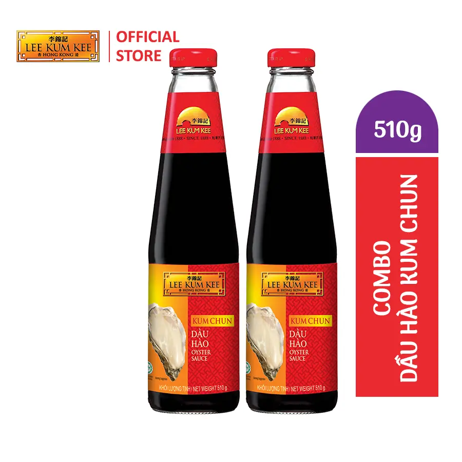 Combo 2 chai thủy tinh Dầu hào Lee Kum Kee Kum Chun Oyster Sauce 510g