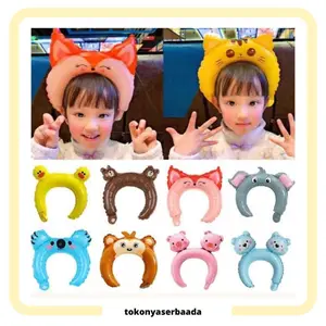 TSA (COD)  Balon Bando Karakter Hewan Balon Foil Kartun Animal Headband Balon Ulang Tahun Bando Anak