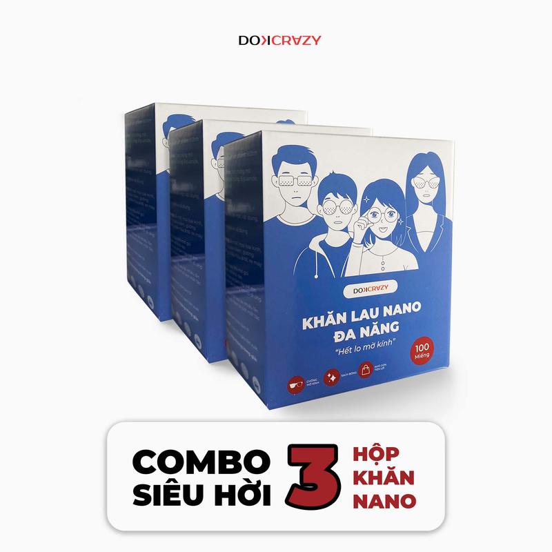 3 Hộp khăn lau NANO chống mờ DOKCRAZY chống bám hơi nước, đeo khẩu trang