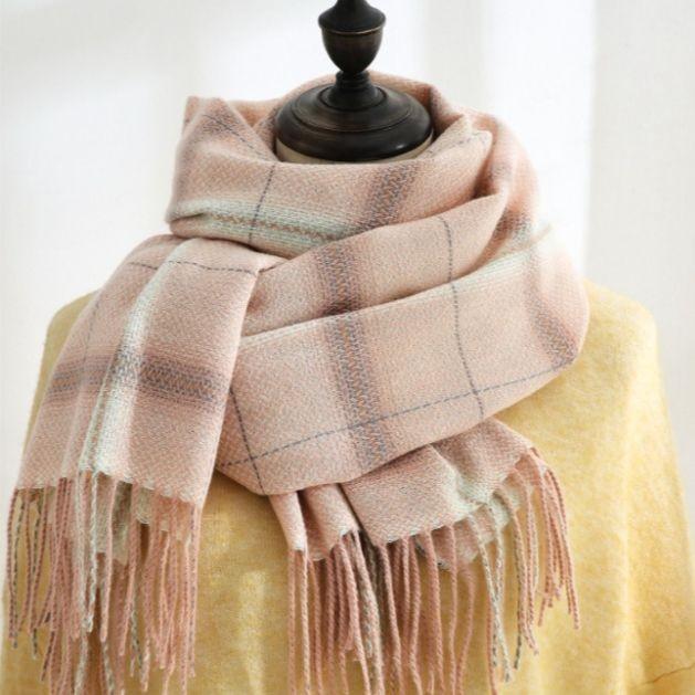 KAORU CASHMERE LONG SHAWL WOOL WINTER SCARF UNISEX SELENDANG PASHMINA - Kuning                                                                                                             . 4