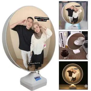 Cermin Magic Mirror dengan Photo Frame - A1240 - White Nyala Foto bisa diganti dan bingkai lampu putih cermin hiasan dinding kaca matahari Terbaru