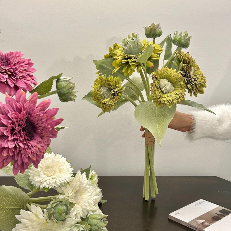 Product Introduction of New 47CM Artificial Sunflower Branch Vintage Velvet Silk Fake Flowers Bouquet Elegant Artificial Autumn Decor Garden Decoration 10